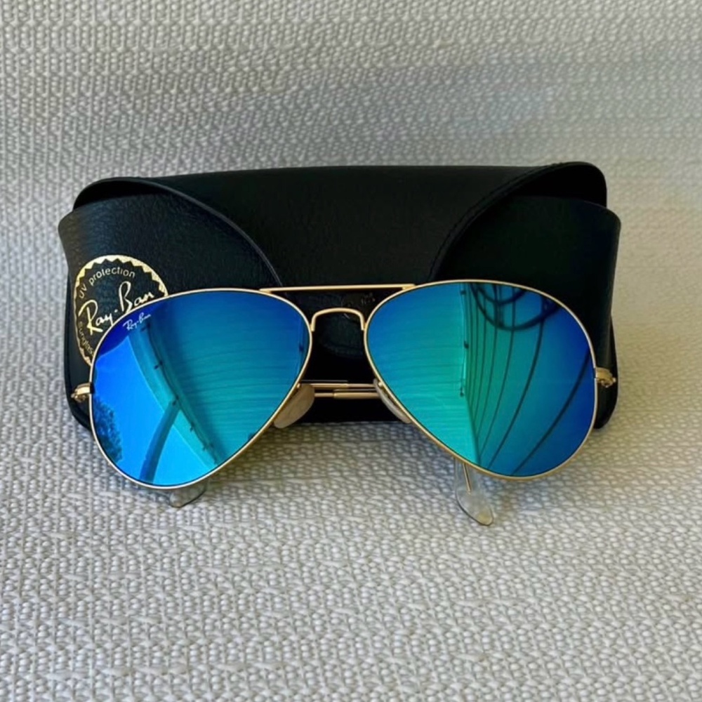 Ray Ban large aviator blue lense sunglasses